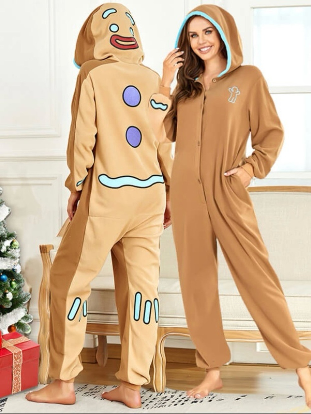 Gingerbread Man themed one-piece pajama piece.